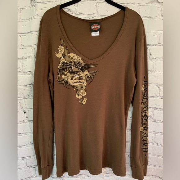 Harley Davidson Long Sleeved Women’s Tee Shirt Size Large Smoky Mountain TN - Picture 7 of 9
